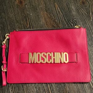 Moschino large red pouch with wristlet